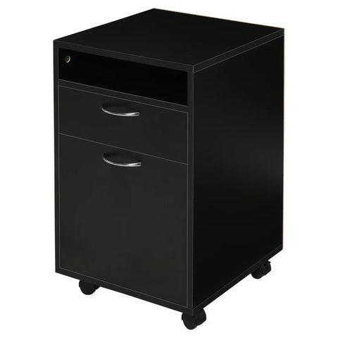 Rootz Roll Container -  Drawer Container - 1 Compartment - Filing Cabinet - 1 Shelf - 1 Drawer - Chipboard - Metal - Black - 40 Cm X 3 Cm X 60 Cm