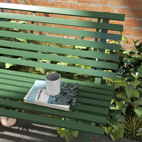 Rootz Garden Bench - Park Bench - Slatted Design - Weatherproof - Aluminum - Green - 123L x 67W x 79H cm