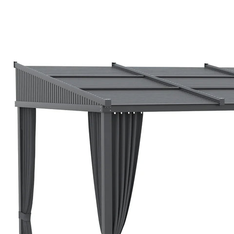 Rootz Garden Gazebo - Pergola with Sliding Roof Curtains - Aluminum Frame - Dark Gray - 3.65 x 2.55 x 2.05 m