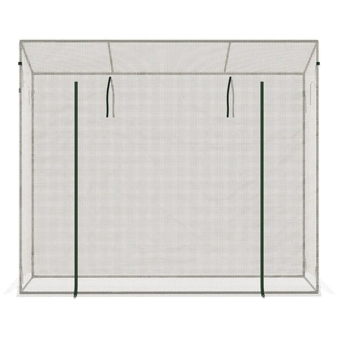 Rootz Greenhouse with Side Window - Roll Up Door - Windproof - Steel Frame - Plastic Tarpaulin - White - 200 x 68 x 196 cm