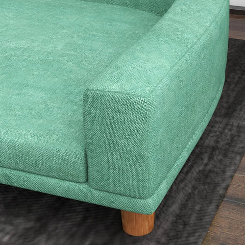 Rootz Dog Bed - Thick Cushion - Dog Sofa - Elegant Design - Pet Sofa - Eucolyptus - Polyester-MDF - Green - 68L x 68W x 35H cm