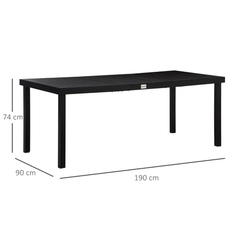 Rootz Garden Table - Outdoor Table - Lounge Table - Weather Resistant - Aluminum - Plastic - Black - 190L x 90W x 74H cm