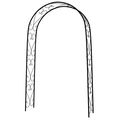 Rootz Garden Rose Arch - Vintage Design - Four U-shaped Ground - Decorated Flowers & Balloons - Powder-coated Steel - Black - 125L x 37W x 230H cm