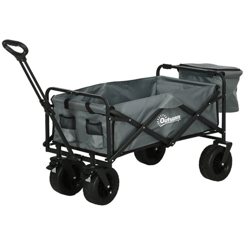 Rootz Handcart Roof - Foldable - Cooler Bag - Carry Bag - Steel Frame - 600D Oxford Polyester - Plastic - Dark Gray - 113L x 57W x 77-100H cm