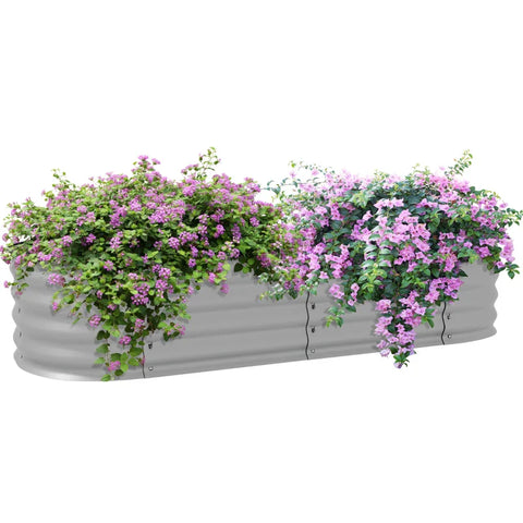 Rootz Raised Bed - Plant Bed - Modular Raised Bed - Protected Edges - Baseless Design - Galvanized Metal - Silver - 150 x 62 x 30 cm