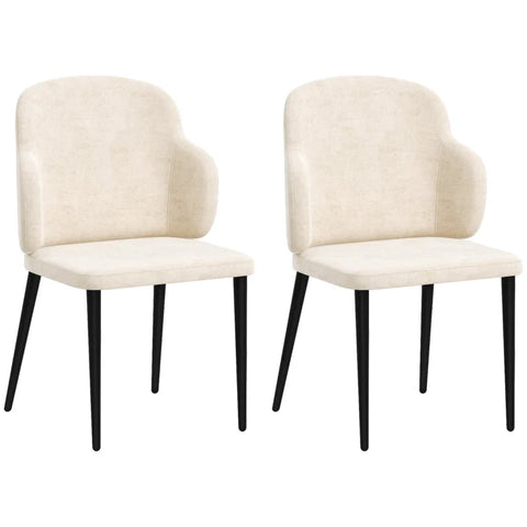 Rootz Set Of 2 Accent Chairs - Scandi Design - Velvet Look - Dining Room Chair - Beige + Black - 54 cm x 56 cm x 86 cm