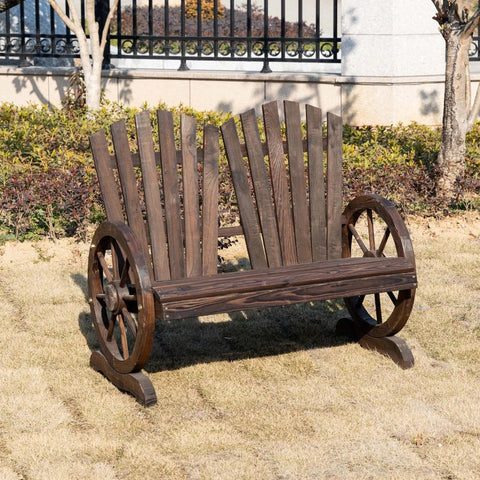 Rootz Garden Bench with Armrests - Bench - Garden Furniture - Rustic Bench - Solid Wood - Dark Brown - 108 x 66 x 95 cm