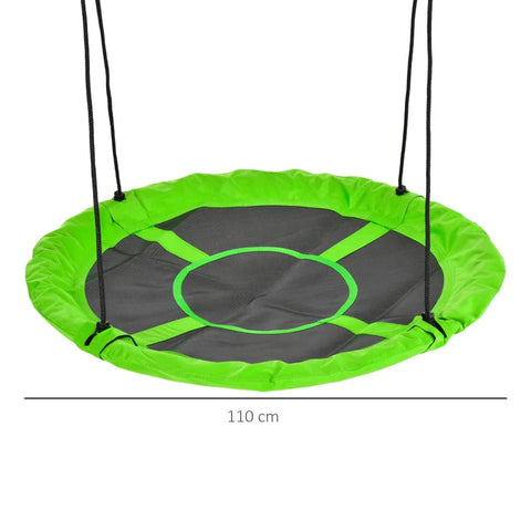 Rootz Children's Swing - Nest Swing - Weatherproof - Up to 100kg - Length Adjustable Ropes - Green - Ø110cm x 170cm