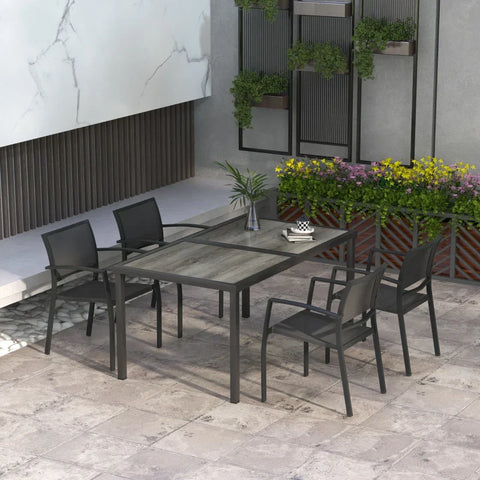 Rootz Garden Furniture Set - Garden Seating Group - 5-piece - Weather Resistant - SPCC Plastic - Gray - 150 x 87 x 72 cm