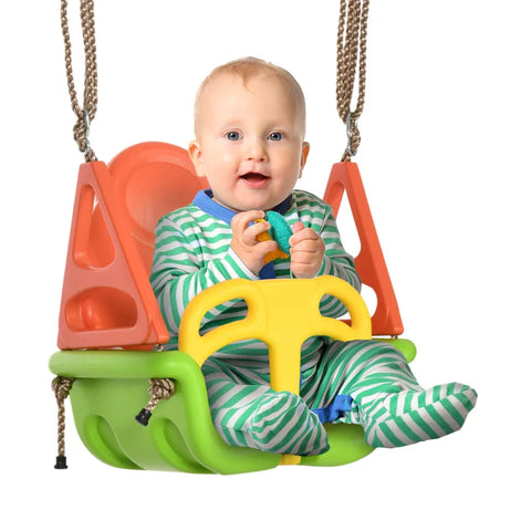 Rootz 3-in-1 Baby Swing - Children's Swing - Seat Belt - Adjustable Length Ropes - Indoor - Outdoor - Green - 48 x 34 x 180 cm