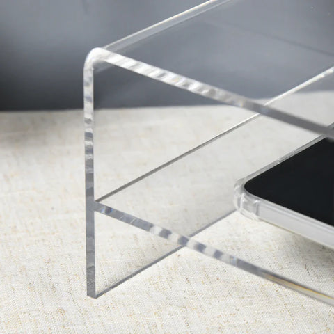 Rootz Monitor Stand -with Keyboard Compartment - Transparent - For Monitors Up To 24 Inches - 2 Levels - Acrylic - 50.8 x 19 x 12 cm