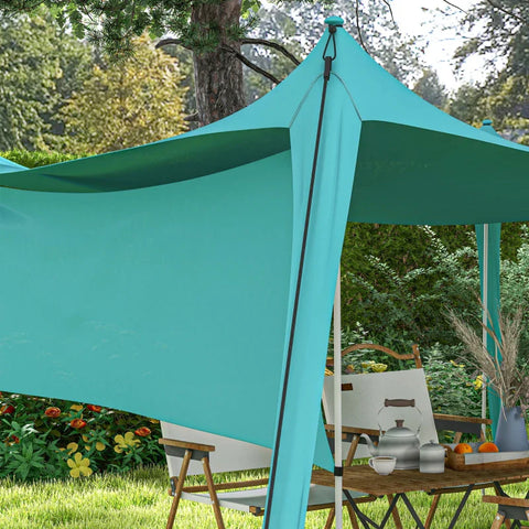 Rootz Awnings - Waterproof - Adjustable Lightweight - Foldable Awning - Steel Supports - Side Panel - Ground Spikes - Carry Bag - Polyester - Sky Blue - 300L x 300W x 200H cm