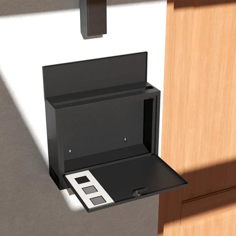 Rootz Mailbox - Letterbox - Modern Design - Weather Resistant - Galvanized Steel - Lockable - Black - 36.5 X 11.5 X 29 Cm