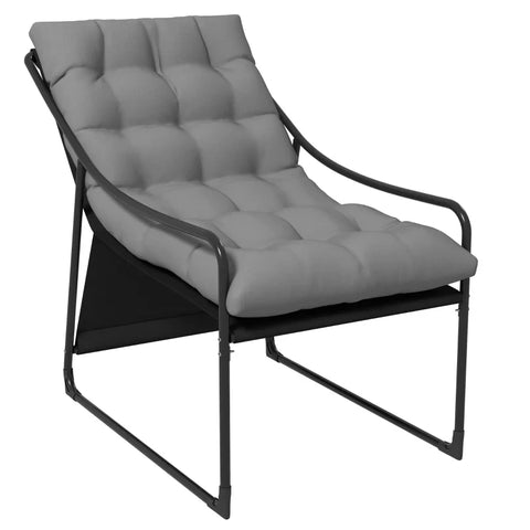 Rootz Armchair - Garden Chair - Thick Seat - Garden Sofa - PP Cotton - Steel-polyester - Gray - 62L x 110W x 88H cm