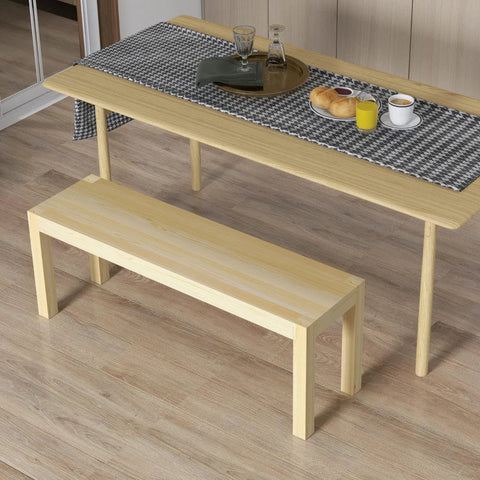 Rootz Upholstered Benches - Wooden Bench - Kitchen Bench - Solid Wood - 3-seater Bench - Pinewood - Natural - 120 Cm X 33 Cm X 45 Cm