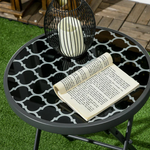 Rootz Garden Table - Folding Table - Garden Folding Table - Round - Weatherproof - Foldable - Black - Ø45 x 50 cm
