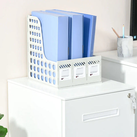 Rootz Rolling Container - Filing Cabinet - Partition - Centrally Lockable - Steel Housing - 5 Wheels - White - 39 x 48 x 67 cm