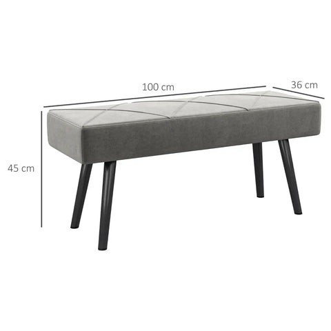 Rootz Shoe Bench - Bench Upholstered - Bench Bed Bench - Windowsill - Velvet - Foam-steel - Gray - 100 X 36 X 45 Cm