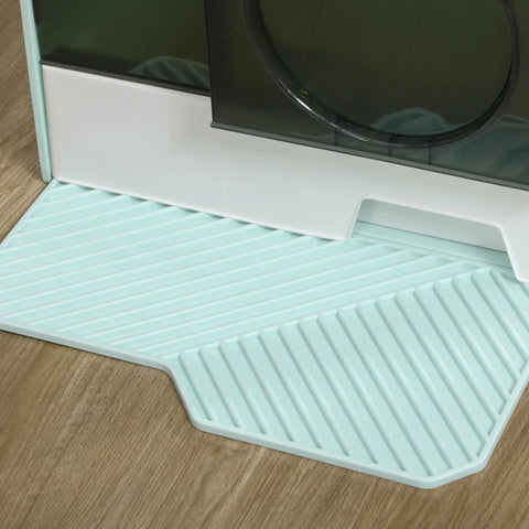 Rootz Cat Litter Box - Hut Design - 1 Strainer - 1 Litter Scoop - Removable Base Tray - Plastic - ABS - Green - White - 47L x 45W x 42H cm