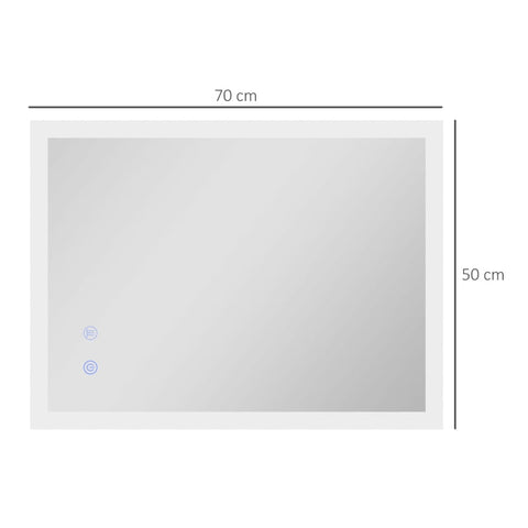 Rootz LED Bathroom Mirror - Backlight - Touch Function - Memory Function - No Fog - Glass - White + Silver - 70 x 50 cm