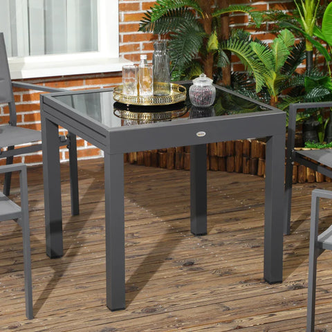 Rootz Garden Table - Outdoor Folding Table - Expandable Folding Table - Tempered Glass Tabletop - Weather Resistant - Black - 160cm × 80cm × 75cm