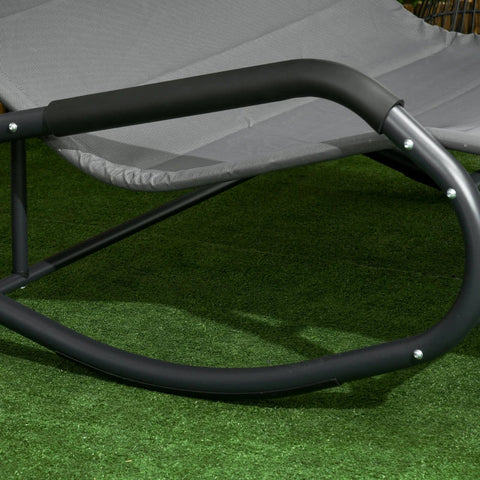 Rootz Double Sun Lounger - 2 People with Cushion and Canopy - Sunbeds - Dark Gray - 200cm x 139cm x 140cm