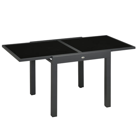 Rootz Garden Table - Outdoor Folding Table - Expandable Folding Table - Tempered Glass Tabletop - Weather Resistant - Black - 160cm × 80cm × 75cm