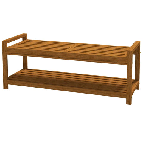 Rootz Garden Bench For 2 People - With Shelf - Acacia Wood - Slatted Seat - Acacia Wood - Teak - 118 x 40.5 x 46 cm