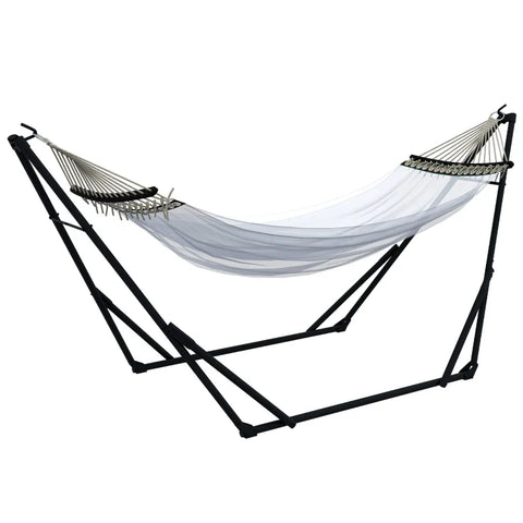 Rootz Hammocks - Hanging Chairs - Hammock Stand - Hooks - Carry Bag - Chair Stand - Suitable Balcony - Nylon Fabric - Steel-polyester - Black-white - 263l X 89W X 100hcm