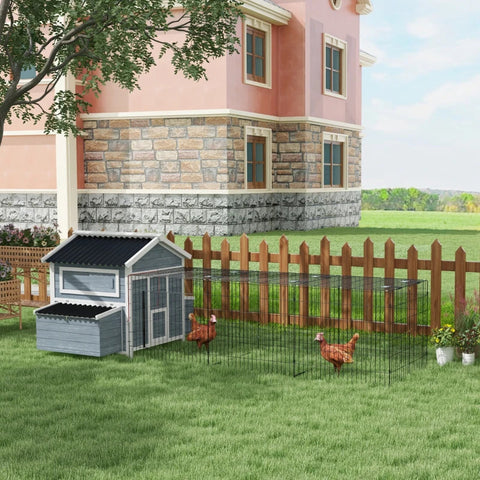 Rootz Chicken Coop - Chicken House - Weatherproof - Including Nesting Box - Small Animal Coop - Fir Wood-plastic-steel - Dark Gray - 334L x 150W x 108H cm