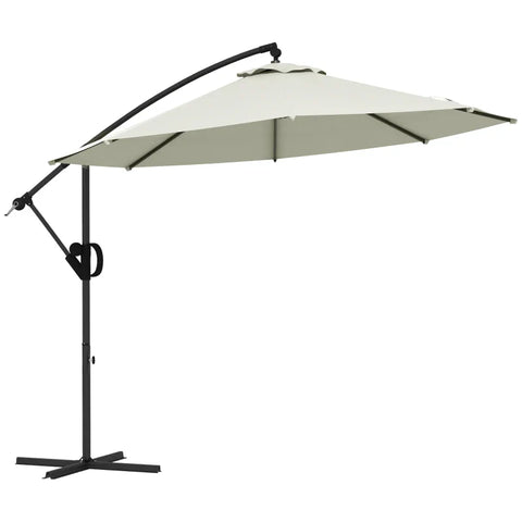 Rootz Sun Protection - Cantilever Umbrella - Including Cross Base - 100% Polyester - Aluminum Metal - Cream - 293 x 293 x 260 cm