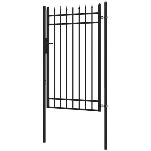 Rootz Garden Gate - Garden Fence - Lock and Key - Decorative Tips - Stainless Steel - Black - 107x204cm