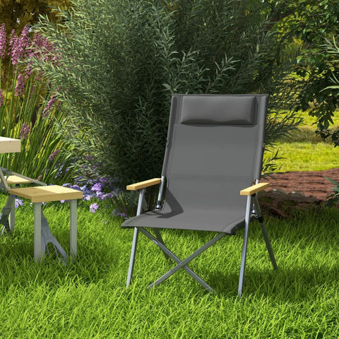Rootz Camping Chair - Carry Bag - Folding Chair - Weatherproof - Outdoor Chair - Weatherproof - 600d Oxford Fabric - Aluminum - Dark Gray - 74L x 59.5W x 98H cm
