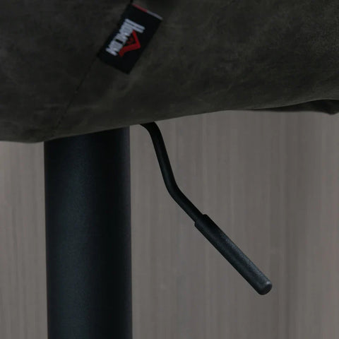 Rootz Bar Stool - Kitchen Stool - Design Stool - Height Adjustable -  Faux Leather - Steel - Foam - Dark Gray + Black - 51 Cm X 59 Cm X 117 Cm