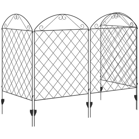 Rootz Garden Fence - Privacy Screen - Sturdy Steel Frame - Modular Design - Metal - Black - 348cm L x 110cm