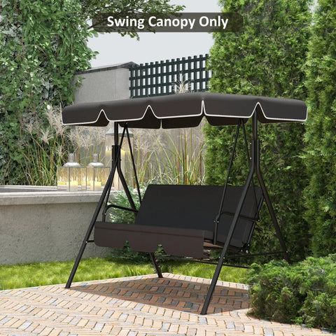 Rootz Garden Swing - Hollywood Swings - Replacement Roof - Canopy - UV50+ Protection - Protection Rain - Foldable - Space-saving - Polyester - Black - 192 X 144 Cm