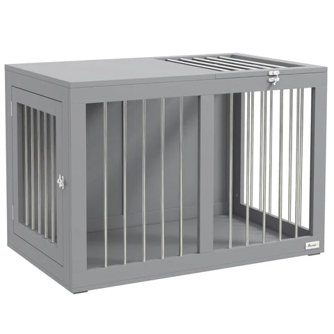 Rootz Dog Cage - Dog Transport Box - Dog House - 2 Doors - Lockable - Steel - Mesh - Gray - 80cm x 50cm x 56.5cm