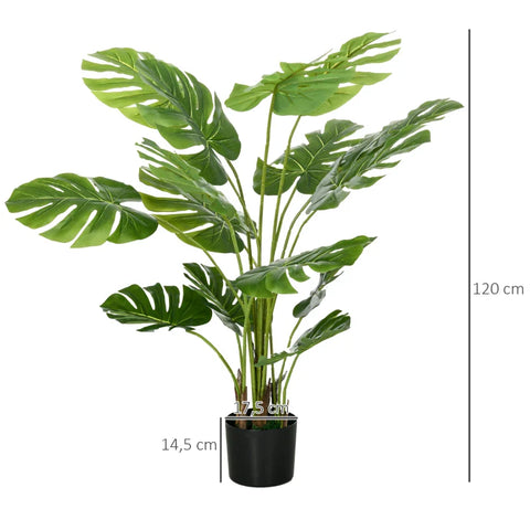 Rootz Artificial Plant - Realistic Artificial Plant - Monstera Deliciosa - 1 Planter And Cement Soil - Green - 17.5 cm x 17.5 cm x 120 cm