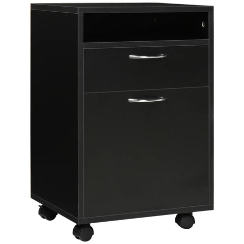 Rootz Roll Container -  Drawer Container - 1 Compartment - Filing Cabinet - 1 Shelf - 1 Drawer - Chipboard - Metal - Black - 40 Cm X 3 Cm X 60 Cm