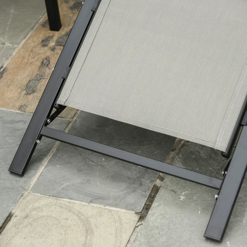 Rootz Garden Lounger Set - Sunbeds - 3 Pcs - 2 Sun Loungers - 1 Side Table - Metal Frame - Metal - Polyester - Gray-black - 59W x 169D x 66H cm