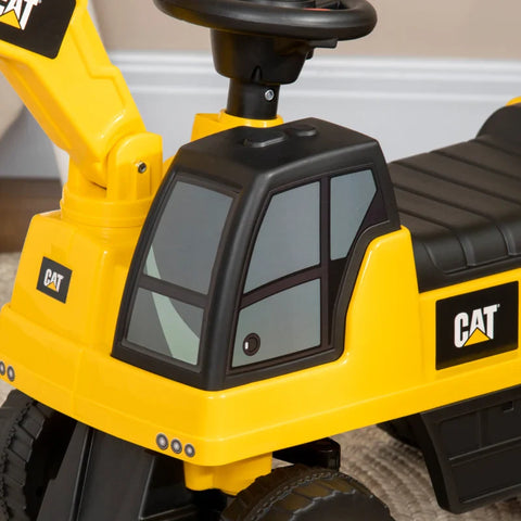 Rootz Children's Excavator - Ride-on - Operable Shovel - Anti-tip - Non-slip Wheels - Yellow + Black - 85 x 27.5 x 47.5 cm