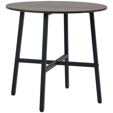 Rootz Dining Room Table - Industrial Style - Kitchen Table - Round with Steel Legs - Rustic Brown - Φ80 x 76H cm