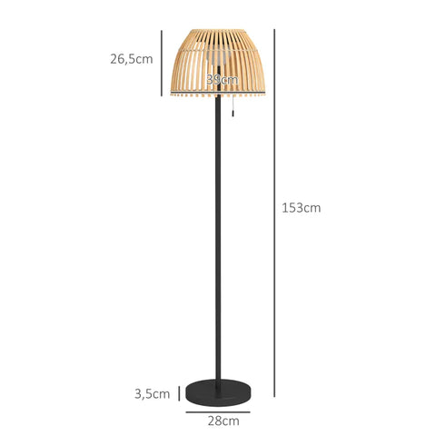 Rootz Floor Lamp -  Led Light - Charging Cable - USB Type C - 3 Brightness Levels - Aluminum - Bamboo - Natural - 39 X 39 X 153 Cm