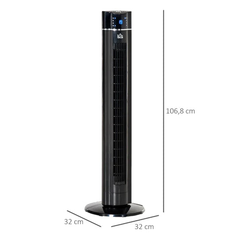 Rootz Gymnastics Fan - Pedestal Fan - Remote Control - Ionization Function - LED Temperature Display - ABS - Black - 32 Cm X 32 Cm X 106.8 Cm