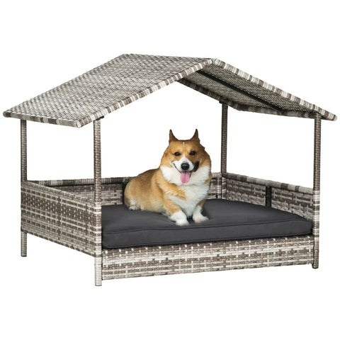 Rootz Dog Kennel - Dog House - Pet Bed - Dog Basket - Weather Resistant - Removable Poster - Gray - 69cm x 98cm x 70cm