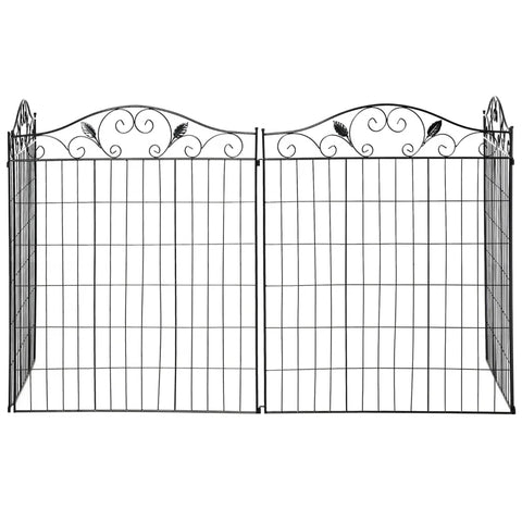 Rootz Garden Fence - Vintage Design - Weather Resistant - Lattice Fence - Ground Stakes - Steel - Black - 365L x 112H cm