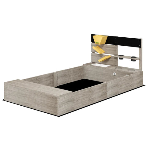 Rootz Sandbox - Sandpit Play Kitchen - Sink - 2 Plant Boxes - Natural Wood - Fir Wood - Gray - 154 x 80 x 60cm