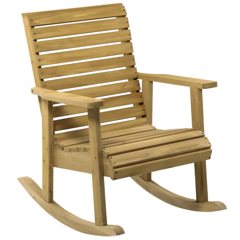 Rootz Garden Chair - Rocking Function - Wide Seat And Backrest - Natural Wood - Light Brown - 64 x 86 x 85 cm