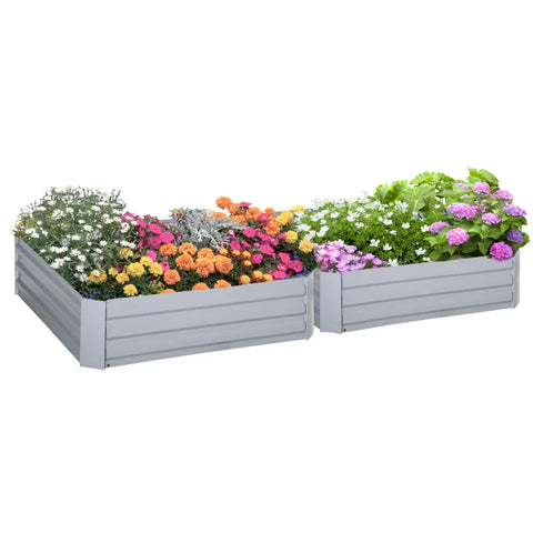 Rootz Planter Box - Set of 2 - Open Bottom Flower Box - Steel Frame - Gray - 2 x 100 x 100 x 30 cm