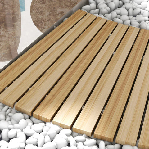 Rootz Garden Path - outdoor showers - Weather-resistant - Spruce Wood - Non-slip Drainage Mat - Fir Wood - Natural Wood - 120 x 47 x 1 cm